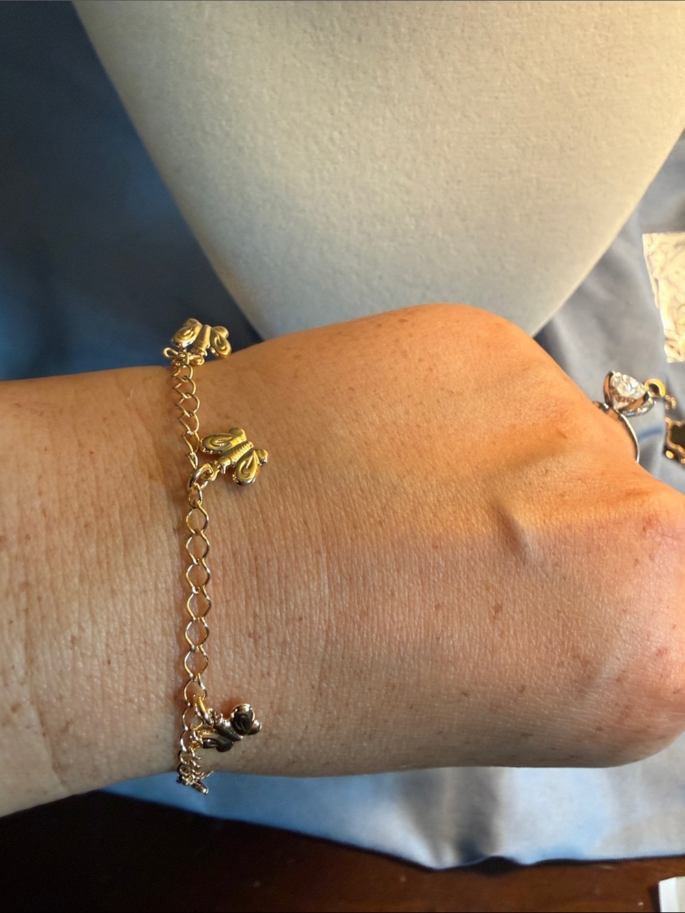 Gold Butterfly Charm Link Bracelet for Women